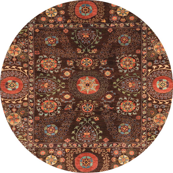 Round Abstract Red Modern Rug, abs3903
