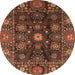 Round Abstract Red Modern Rug, abs3903