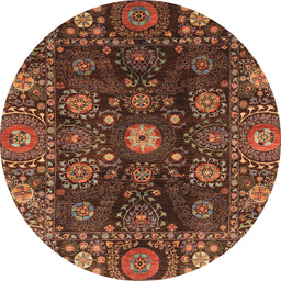 Round Machine Washable Abstract Vermilion Red Rug, wshabs3903