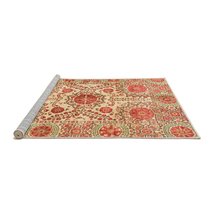 Sideview of Machine Washable Abstract Red Rug, wshabs3904