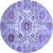 Round Machine Washable Abstract Blue Modern Rug, wshabs3904blu