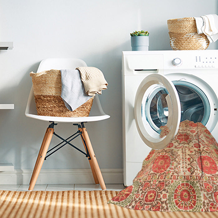 Machine Washable Abstract Red Rug in a Washing Machine, wshabs3904