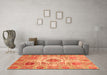 Machine Washable Abstract Orange Modern Area Rugs in a Living Room, wshabs3904org