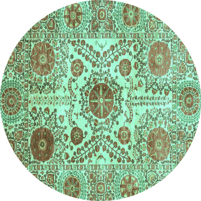 Round Abstract Turquoise Modern Rug, abs3904turq
