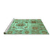 Sideview of Machine Washable Abstract Turquoise Modern Area Rugs, wshabs3904turq