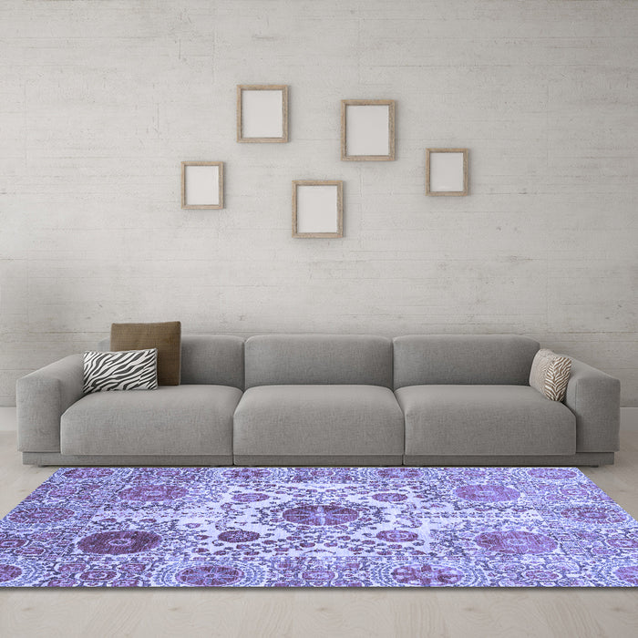 Machine Washable Abstract Blue Modern Rug in a Living Room, wshabs3904blu