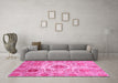 Machine Washable Abstract Pink Modern Rug in a Living Room, wshabs3904pnk