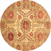 Round Abstract Brown Modern Rug, abs3904brn