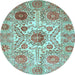 Round Abstract Light Blue Modern Rug, abs3904lblu