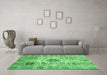 Machine Washable Abstract Emerald Green Modern Area Rugs in a Living Room,, wshabs3904emgrn