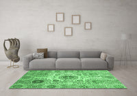 Machine Washable Abstract Emerald Green Modern Rug, wshabs3904emgrn