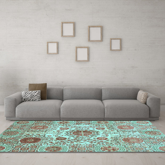 Machine Washable Abstract Light Blue Modern Rug in a Living Room, wshabs3904lblu