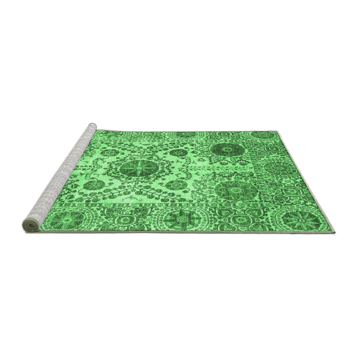 Sideview of Machine Washable Abstract Emerald Green Modern Area Rugs, wshabs3904emgrn