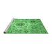 Sideview of Machine Washable Abstract Emerald Green Modern Area Rugs, wshabs3904emgrn