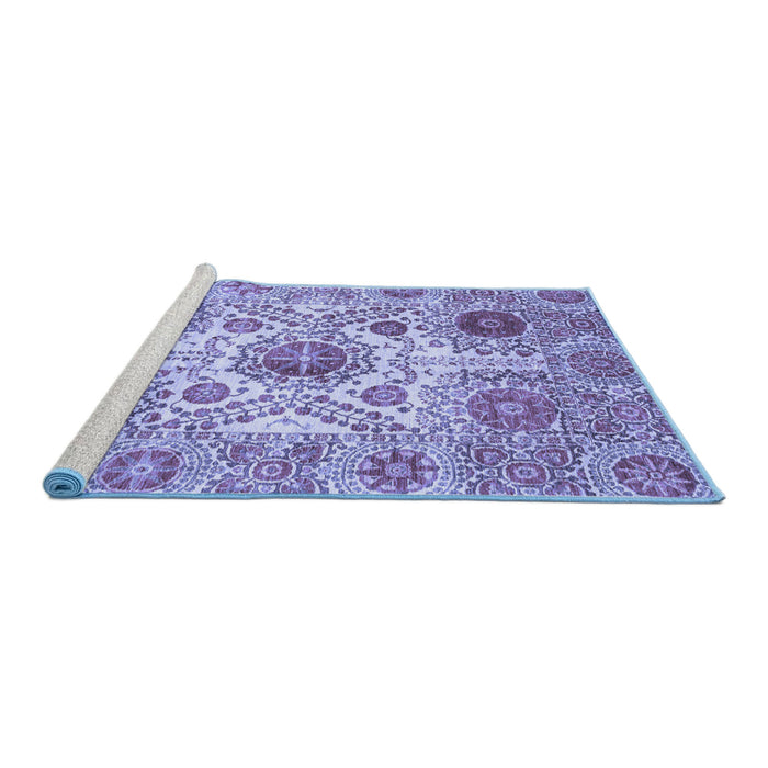 Sideview of Machine Washable Abstract Blue Modern Rug, wshabs3904blu