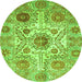 Round Abstract Green Modern Rug, abs3904grn