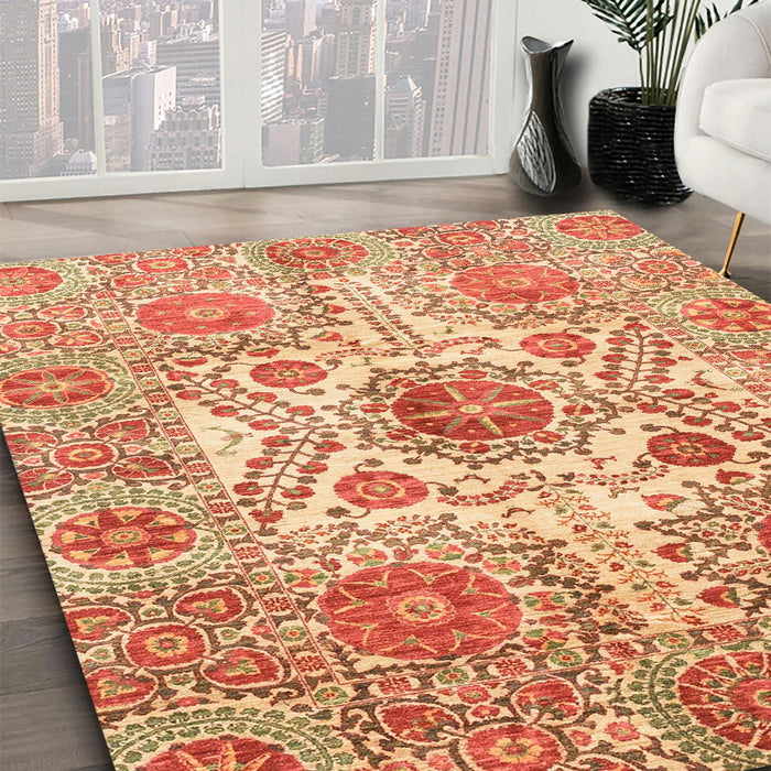 Abstract Red Modern Rug in Family Room, abs3904