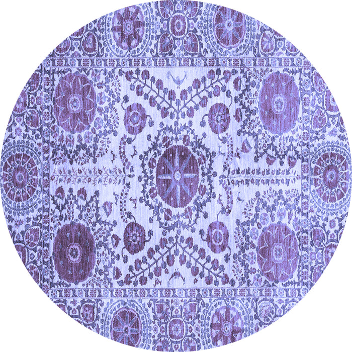 Round Abstract Blue Modern Rug, abs3904blu