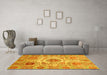 Machine Washable Abstract Yellow Modern Rug in a Living Room, wshabs3904yw