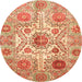 Round Abstract Red Modern Rug, abs3904