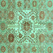 Square Abstract Turquoise Modern Rug, abs3904turq