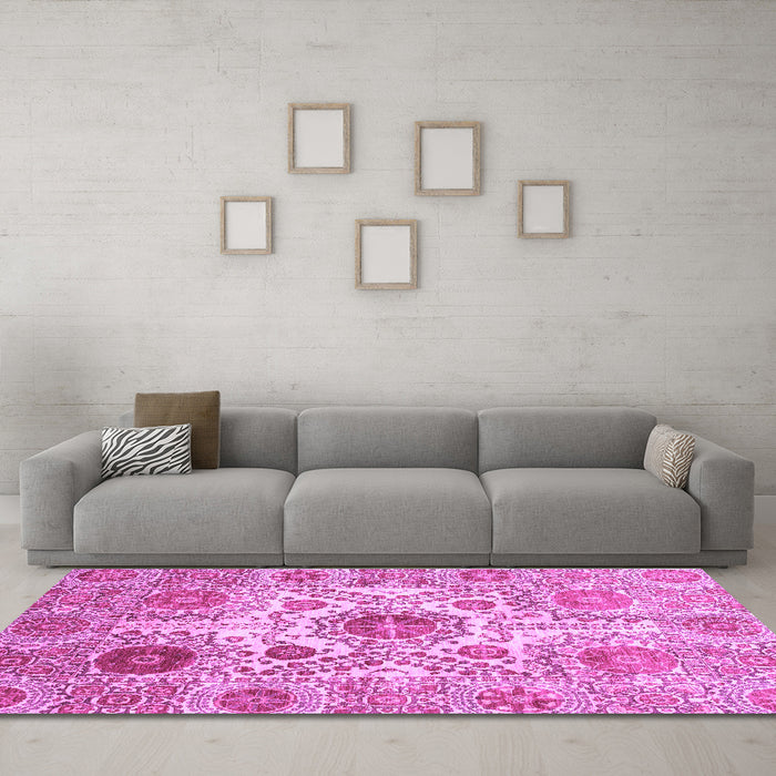 Machine Washable Abstract Purple Modern Area Rugs in a Living Room, wshabs3904pur