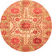 Round Abstract Orange Modern Rug, abs3904org