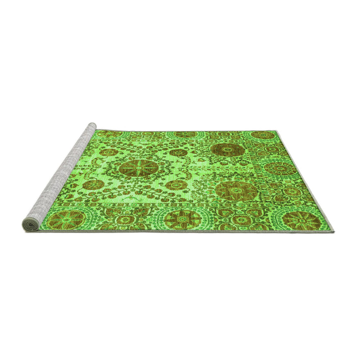 Sideview of Machine Washable Abstract Green Modern Area Rugs, wshabs3904grn