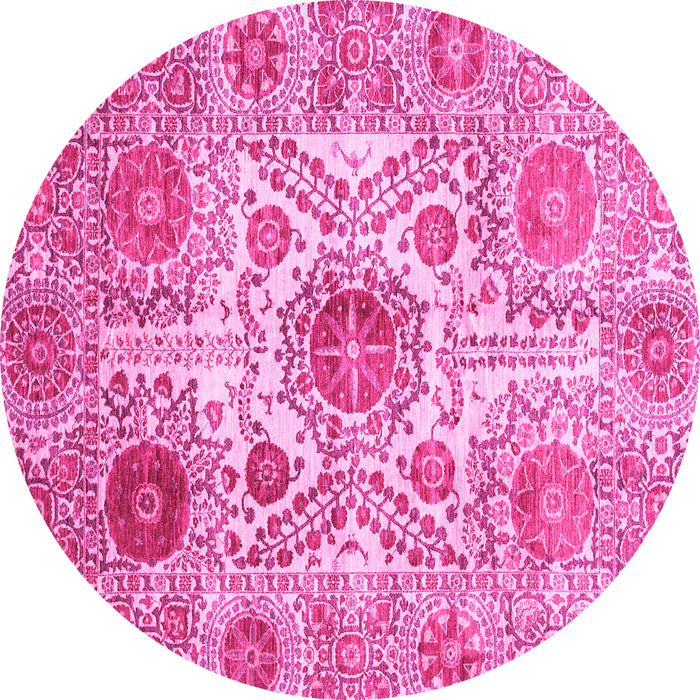Round Abstract Pink Modern Rug, abs3904pnk