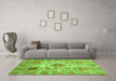 Machine Washable Abstract Green Modern Area Rugs in a Living Room,, wshabs3904grn