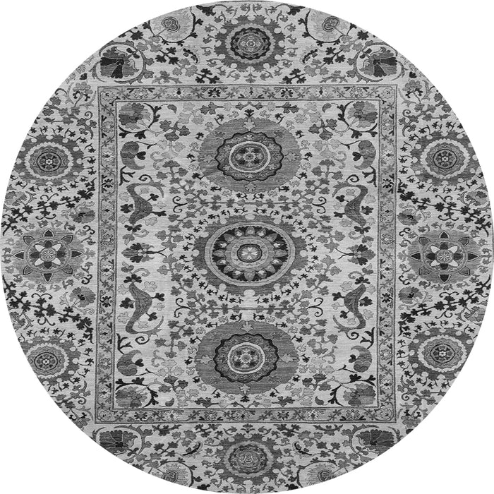 Round Machine Washable Abstract Gray Modern Rug, wshabs3905gry
