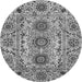 Round Machine Washable Abstract Gray Modern Rug, wshabs3905gry