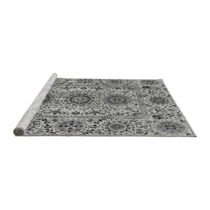 Sideview of Machine Washable Abstract Gray Modern Rug, wshabs3905gry
