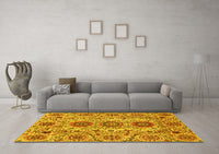 Machine Washable Abstract Yellow Modern Rug, wshabs3905yw