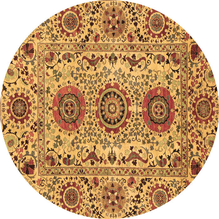 Round Abstract Brown Modern Rug, abs3905brn