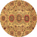 Round Abstract Brown Modern Rug, abs3905brn