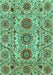 Machine Washable Abstract Turquoise Modern Area Rugs, wshabs3905turq