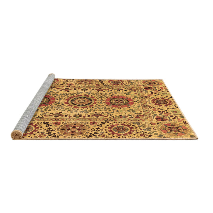 Sideview of Machine Washable Abstract Brown Modern Rug, wshabs3905brn