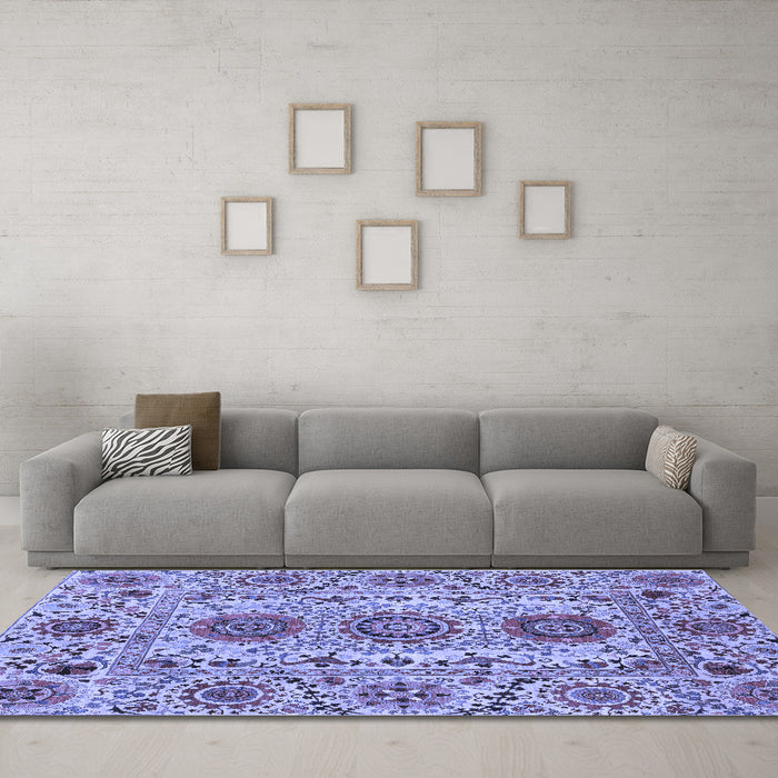 Machine Washable Abstract Blue Modern Rug in a Living Room, wshabs3905blu