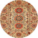 Round Abstract Orange Modern Rug, abs3905