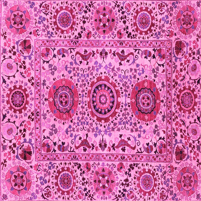 Square Machine Washable Abstract Pink Modern Rug, wshabs3905pnk