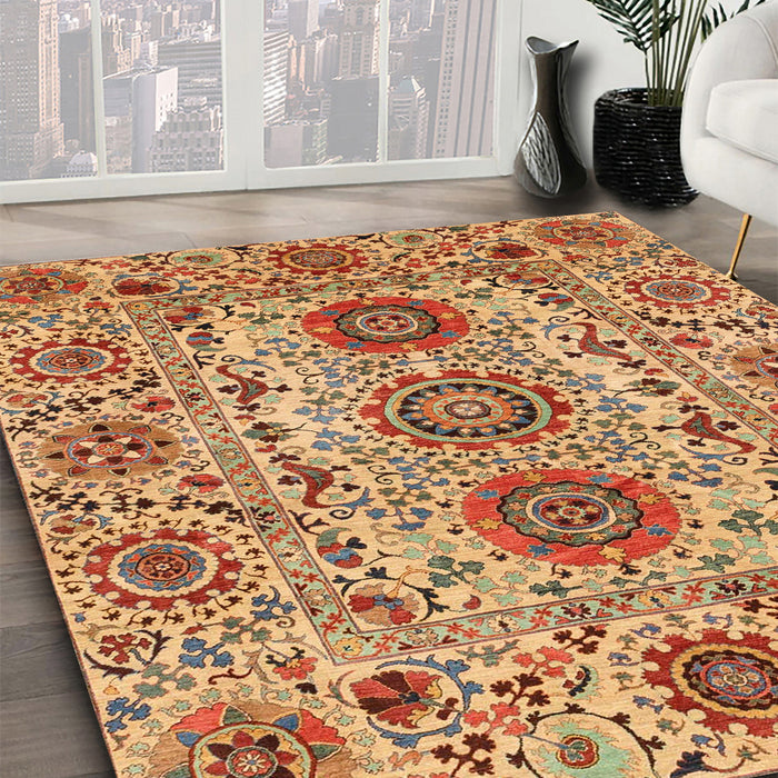 Machine Washable Abstract Orange Rug in a Family Room, wshabs3905