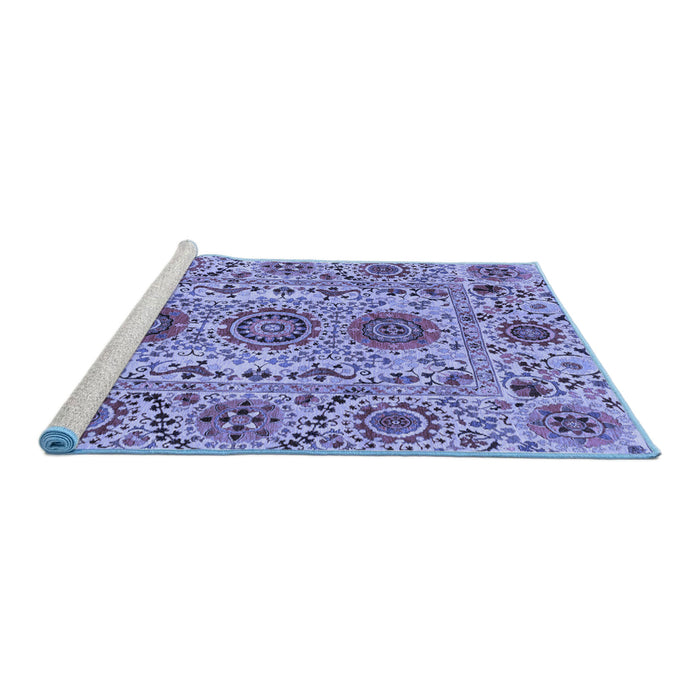Sideview of Machine Washable Abstract Blue Modern Rug, wshabs3905blu
