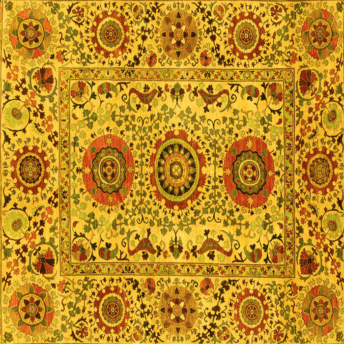Square Machine Washable Abstract Yellow Modern Rug, wshabs3905yw