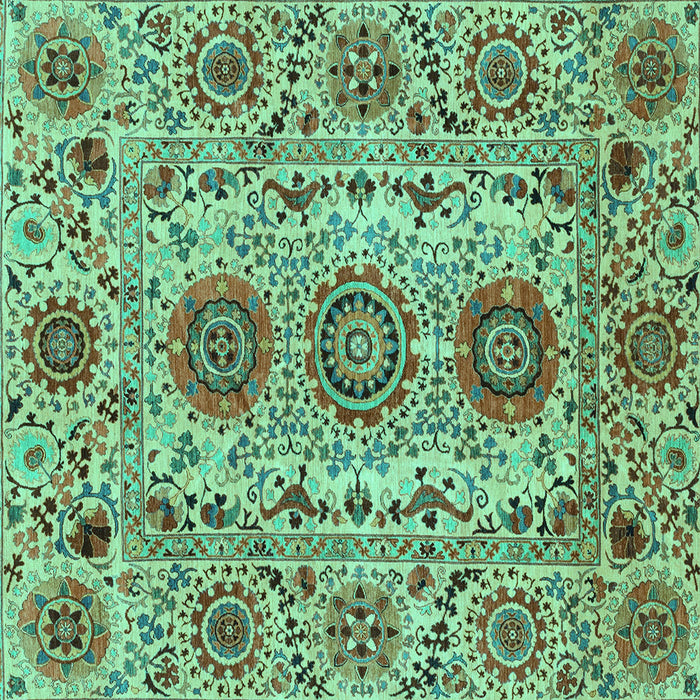 Square Machine Washable Abstract Turquoise Modern Area Rugs, wshabs3905turq