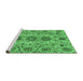 Sideview of Machine Washable Abstract Emerald Green Modern Area Rugs, wshabs3905emgrn