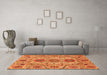 Machine Washable Abstract Orange Modern Area Rugs in a Living Room, wshabs3905org