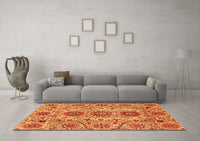 Machine Washable Abstract Orange Modern Rug, wshabs3905org