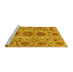 Sideview of Machine Washable Abstract Yellow Modern Rug, wshabs3905yw