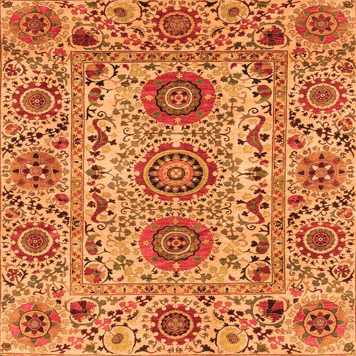 Square Machine Washable Abstract Orange Modern Area Rugs, wshabs3905org